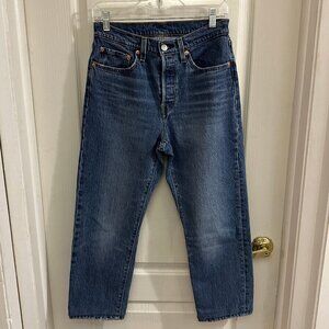 Levi's Women 501 Original High Rise Straight Leg Jeans in Blue Denim Size 27X24